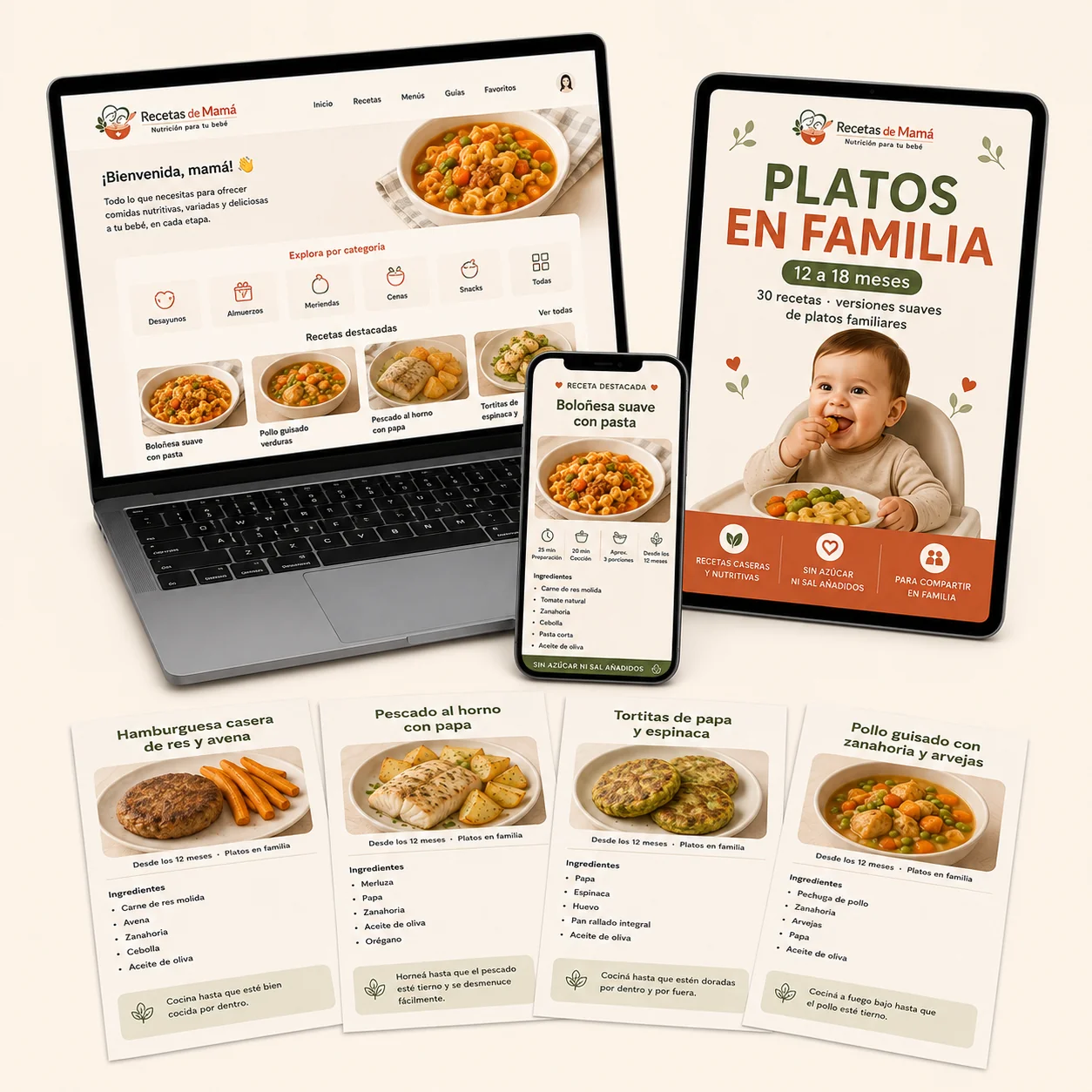 12 a 18 meses · Platos en familia